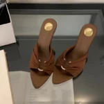 ⁦الصيف المرأة عصرية وفريدة من نوعها أشار تو مشبك معدني رقيقة كعب النعال المرأة المفتوحة تو ثونغ صنادل عالية الكعب 2025⁩ - الصورة ⁦6⁩