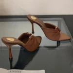 ⁦الصيف المرأة عصرية وفريدة من نوعها أشار تو مشبك معدني رقيقة كعب النعال المرأة المفتوحة تو ثونغ صنادل عالية الكعب 2025⁩ - الصورة ⁦5⁩